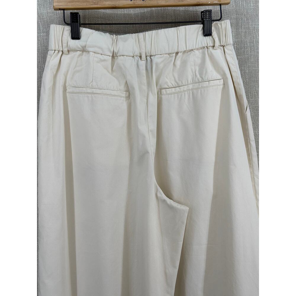 Mare by Anthropologie Wide Leg Culotte Cotton Pants Ivory Women's M High Rise - Picture 6 of 13